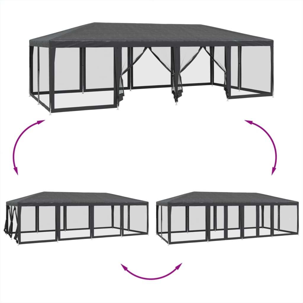 Partytent met 12 mesh zijwanden 8x4 m HDPE antracietkleurig is nu te koop bij PeponiXL, paradijselijk wonen!