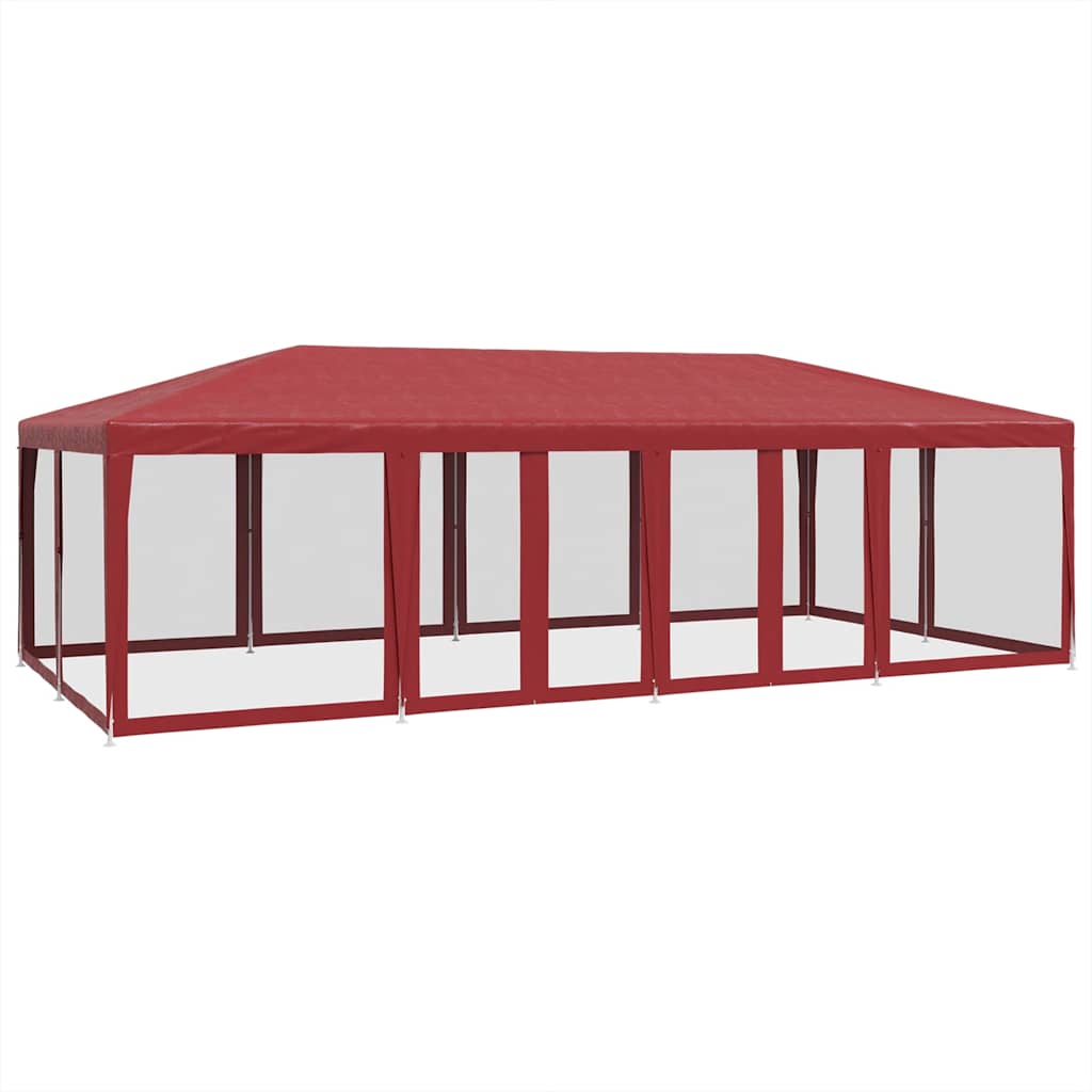 Partytent met 12 mesh zijwanden 8x4 m HDPE rood is nu te koop bij PeponiXL, paradijselijk wonen!