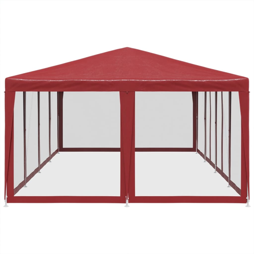 Partytent met 12 mesh zijwanden 8x4 m HDPE rood is nu te koop bij PeponiXL, paradijselijk wonen!