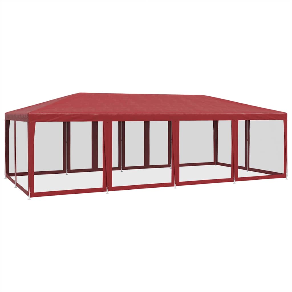 Partytent met 12 mesh zijwanden 8x4 m HDPE rood is nu te koop bij PeponiXL, paradijselijk wonen!