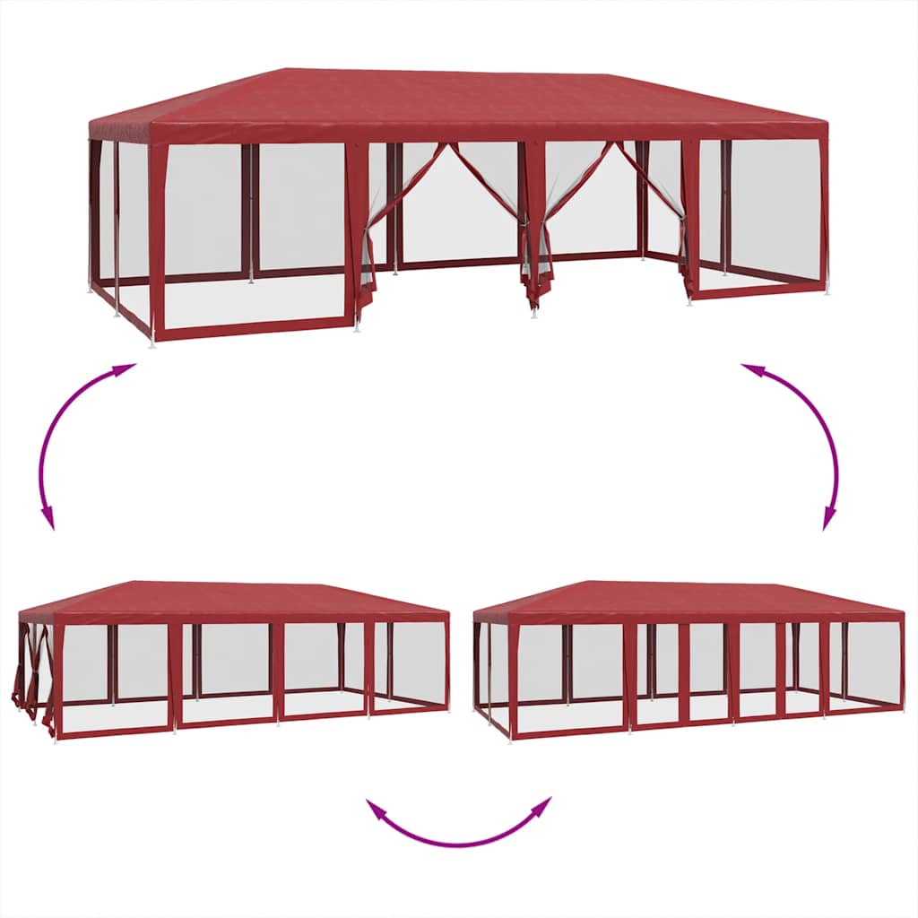 Partytent met 12 mesh zijwanden 8x4 m HDPE rood is nu te koop bij PeponiXL, paradijselijk wonen!