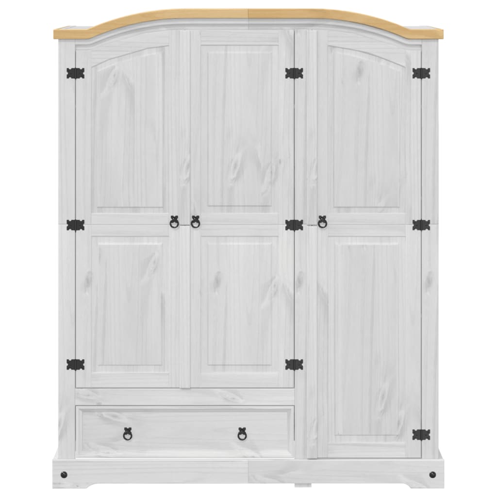 Kledingkast Corona wit 151,5x52x186 cm massief grenenhout is nu te koop bij PeponiXL, paradijselijk wonen!