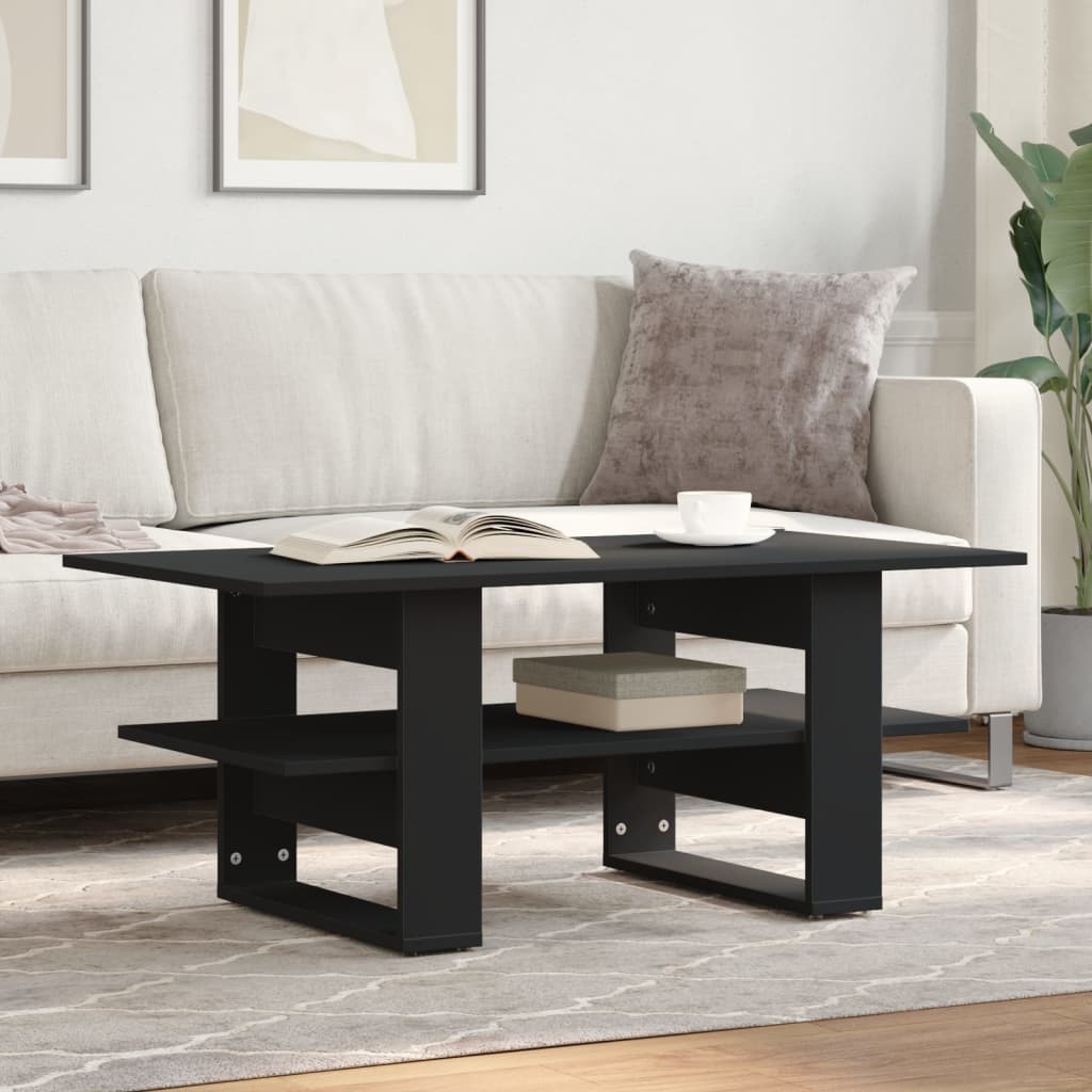 Salontafel 102x55x42 cm bewerkt hout zwart is nu te koop bij PeponiXL, paradijselijk wonen!