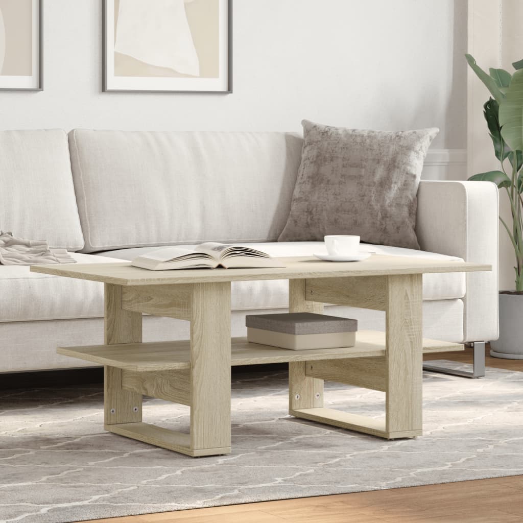 Salontafel 102x55x42 cm bewerkt hout sonoma eikenkleurig is nu te koop bij PeponiXL, paradijselijk wonen!