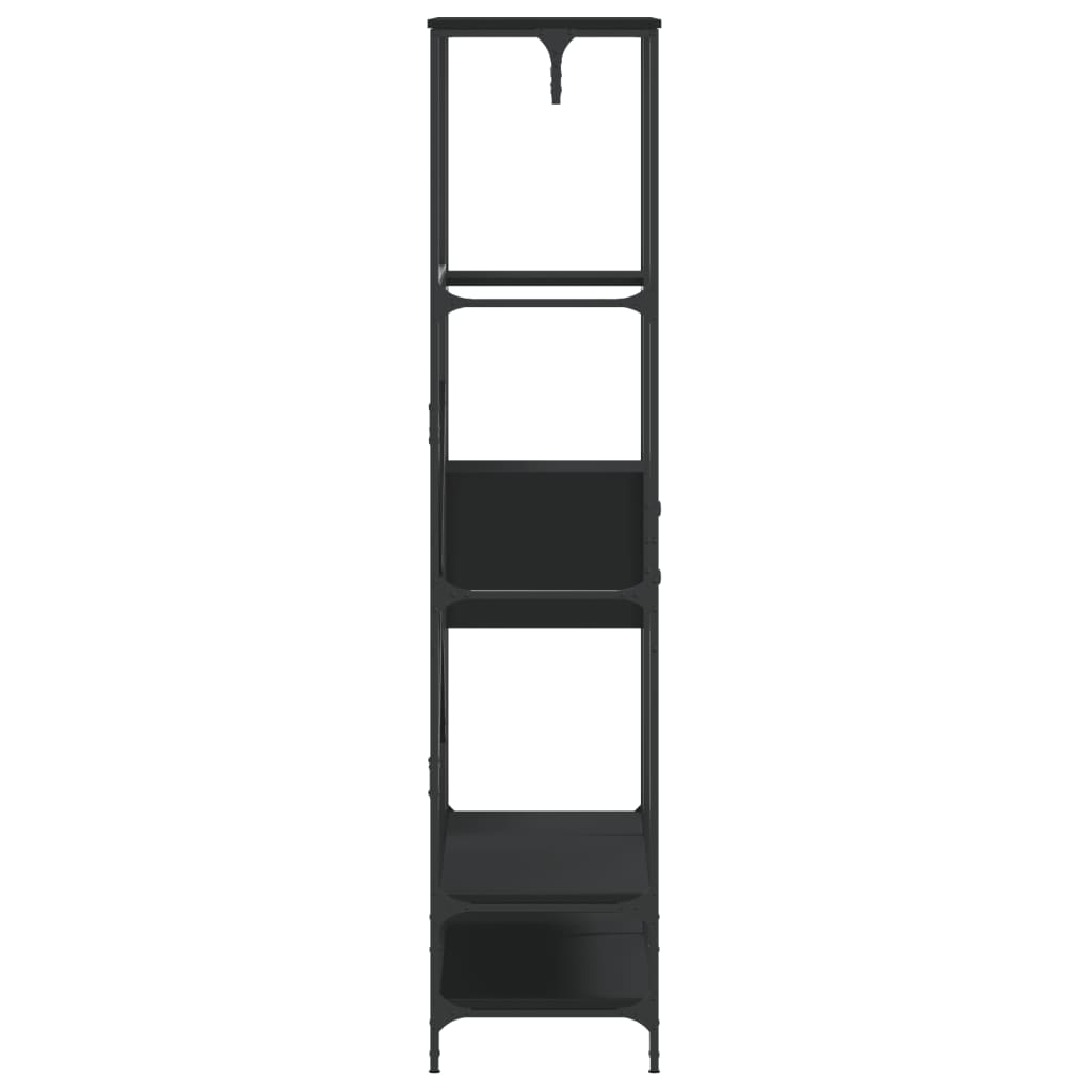 Kledingrek met schappen bewerkt hout zwart is nu te koop bij PeponiXL, paradijselijk wonen!
