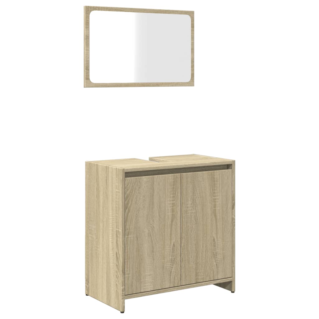 2-delige Badkamermeubelset bewerkt hout sonoma eikenkleurig is nu te koop bij PeponiXL, paradijselijk wonen!