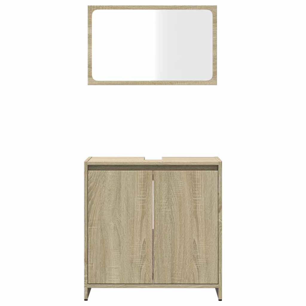 2-delige Badkamermeubelset bewerkt hout sonoma eikenkleurig is nu te koop bij PeponiXL, paradijselijk wonen!
