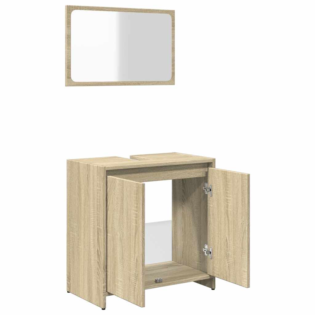 2-delige Badkamermeubelset bewerkt hout sonoma eikenkleurig is nu te koop bij PeponiXL, paradijselijk wonen!