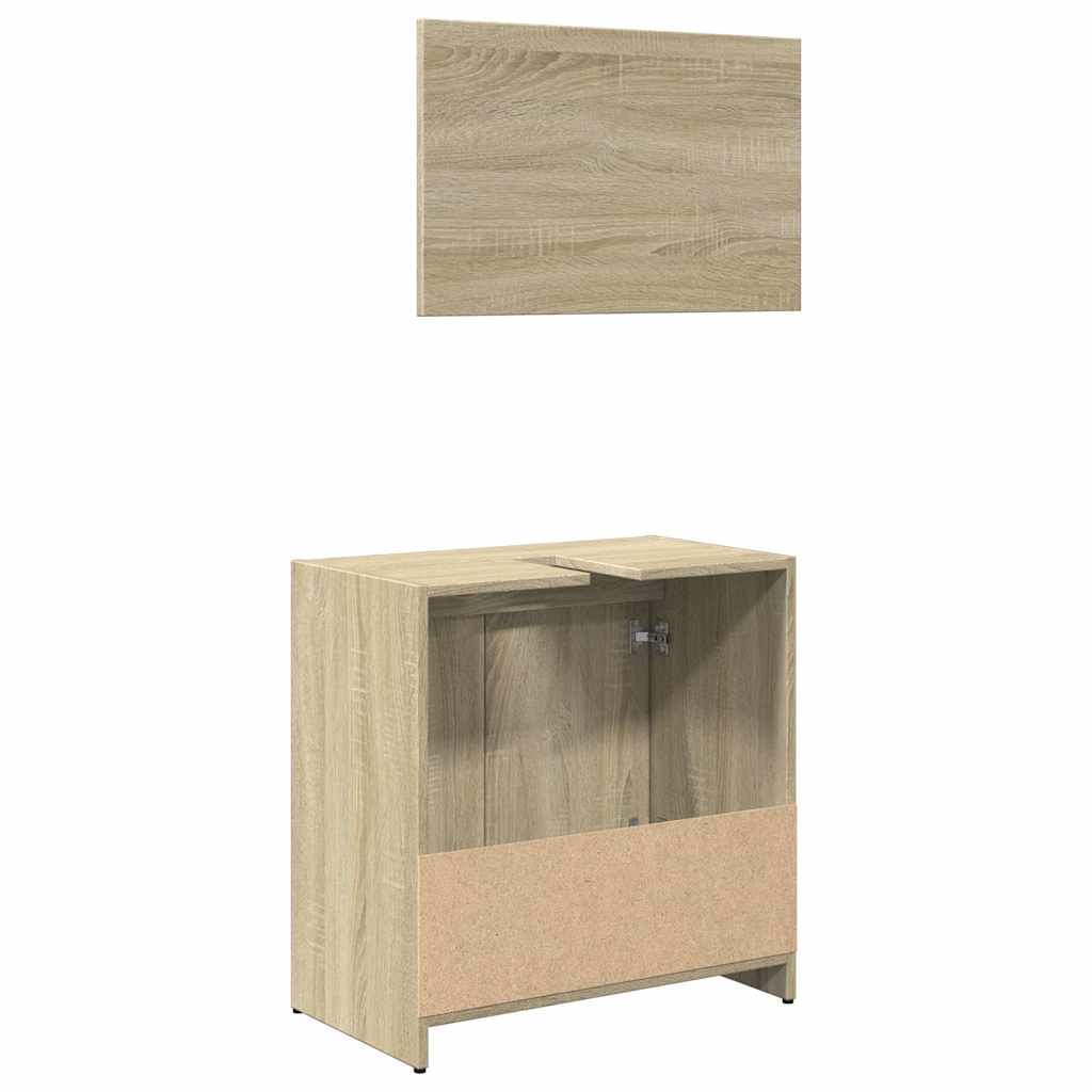 2-delige Badkamermeubelset bewerkt hout sonoma eikenkleurig is nu te koop bij PeponiXL, paradijselijk wonen!