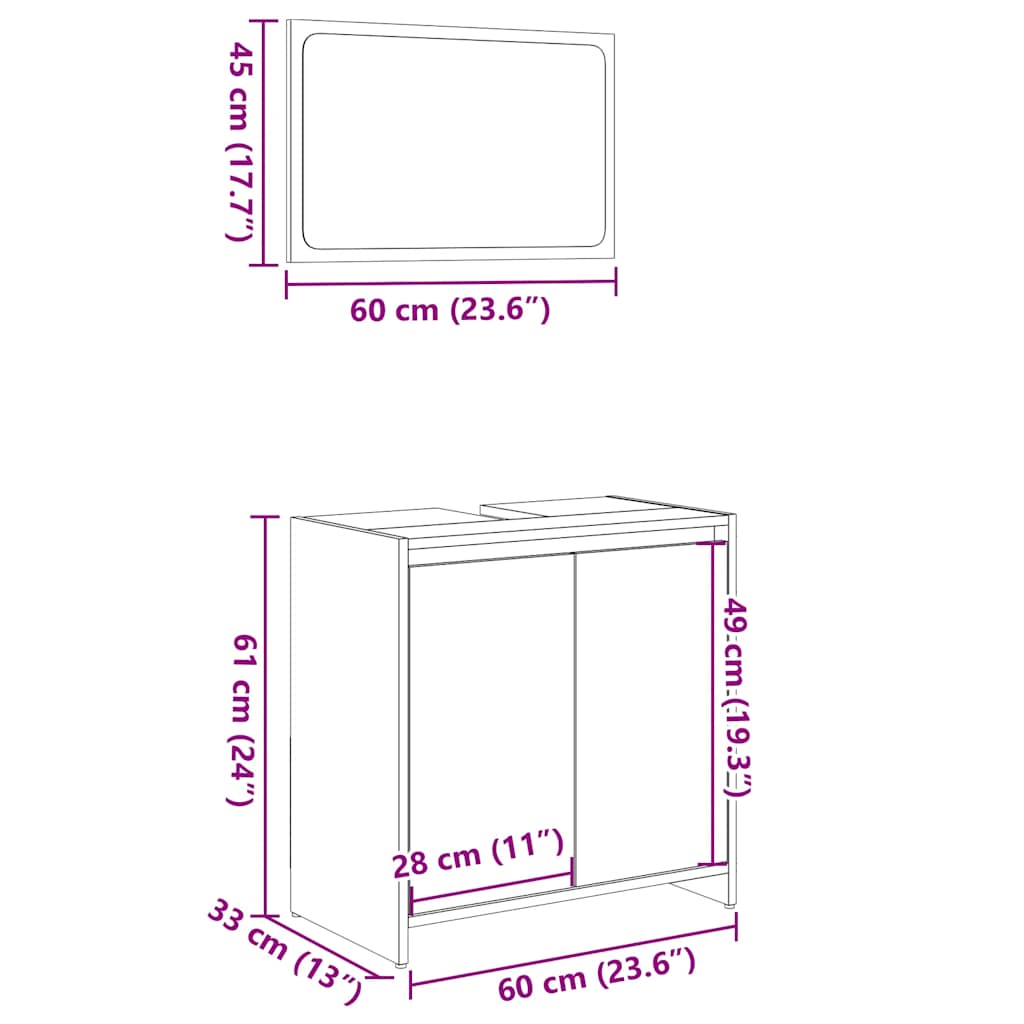 2-delige Badkamermeubelset bewerkt hout sonoma eikenkleurig is nu te koop bij PeponiXL, paradijselijk wonen!