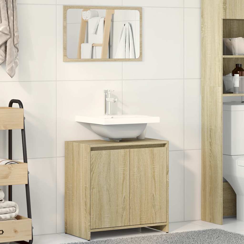2-delige Badkamermeubelset bewerkt hout sonoma eikenkleurig is nu te koop bij PeponiXL, paradijselijk wonen!
