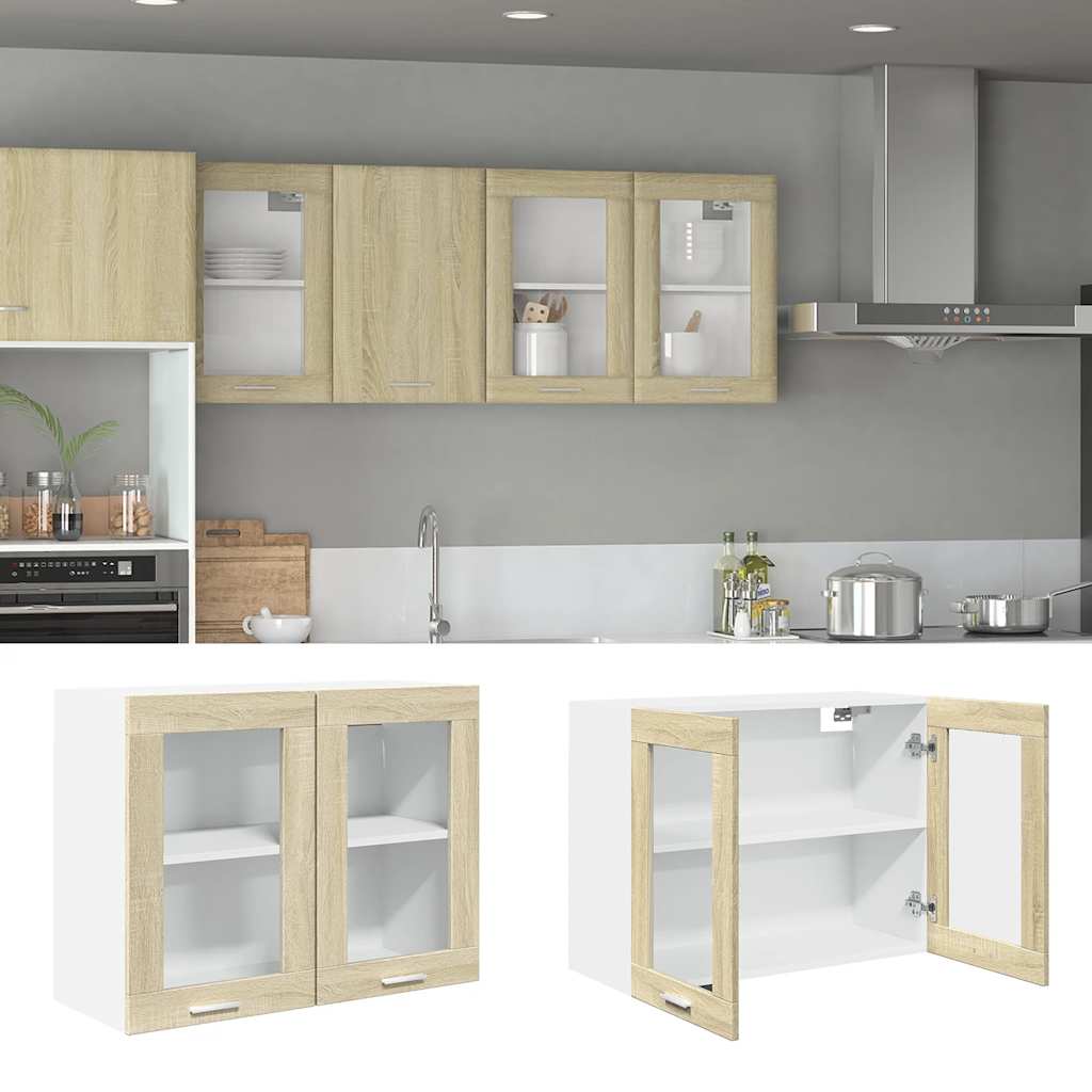 Bovenkast Lyon 80x31x60 cm bewerkt hout sonoma eikenkleurig is nu te koop bij PeponiXL, paradijselijk wonen!