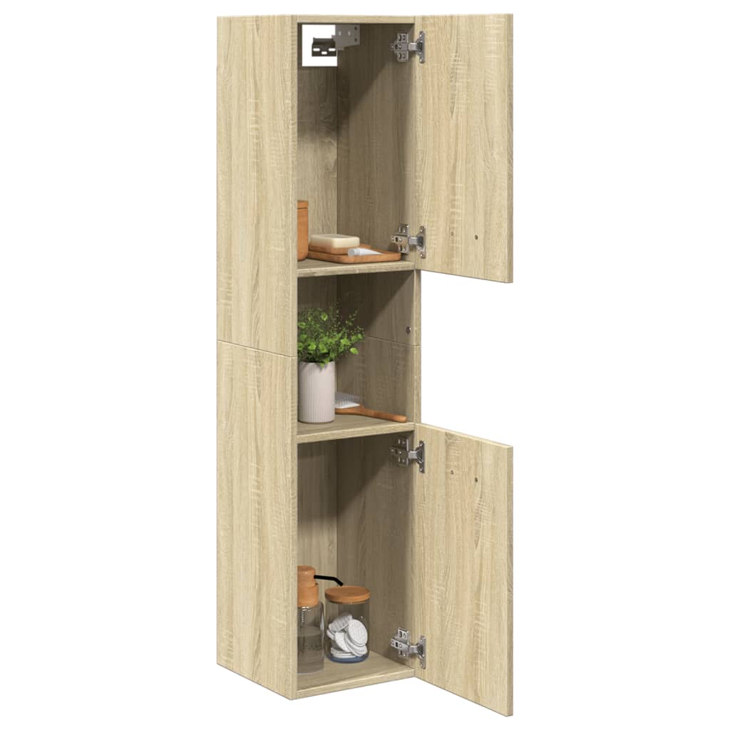 Badkamerkast 30x30x130 cm spaanplaat sonoma eikenkleurig is nu te koop bij PeponiXL, paradijselijk wonen!
