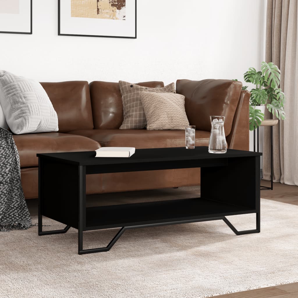 Salontafel 100x51x40 cm bewerkt hout zwart is nu te koop bij PeponiXL, paradijselijk wonen!