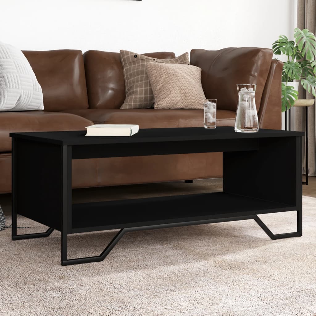 Salontafel 100x51x40 cm bewerkt hout zwart is nu te koop bij PeponiXL, paradijselijk wonen!