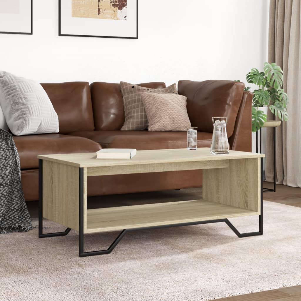 Salontafel 100x51x40 cm bewerkt hout sonoma eikenkleurig is nu te koop bij PeponiXL, paradijselijk wonen!