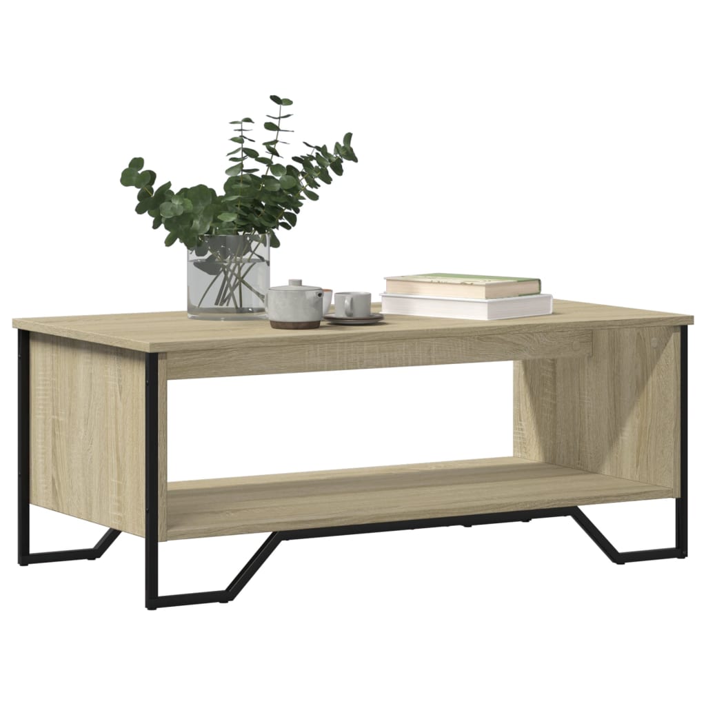 Salontafel 100x51x40 cm bewerkt hout sonoma eikenkleurig is nu te koop bij PeponiXL, paradijselijk wonen!