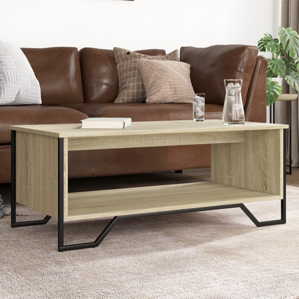 Salontafel 100x51x40 cm bewerkt hout sonoma eikenkleurig is nu te koop bij PeponiXL, paradijselijk wonen!