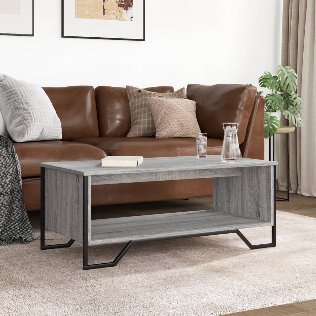 Salontafel 100x51x40 cm bewerkt hout grijs sonoma is nu te koop bij PeponiXL, paradijselijk wonen!