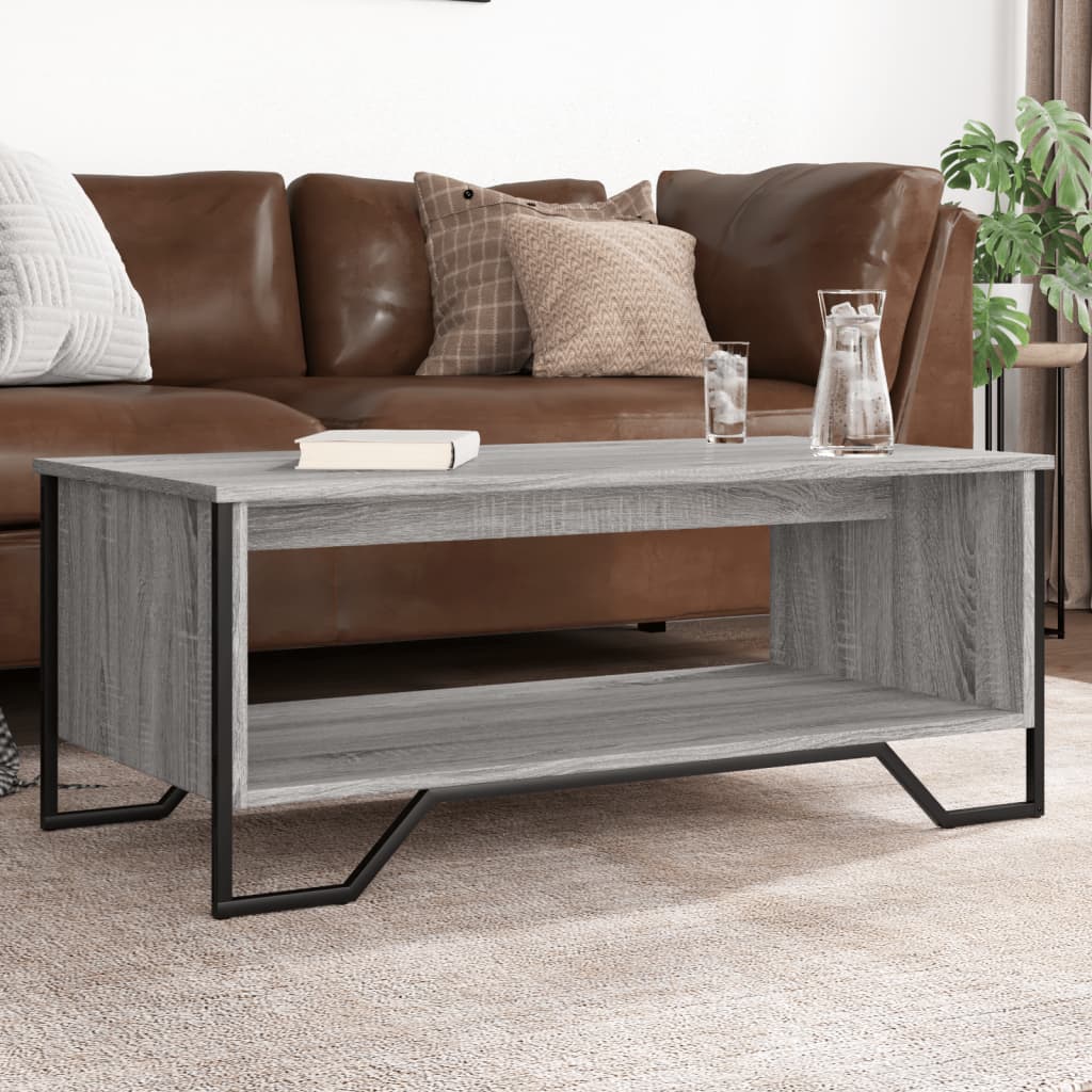 Salontafel 100x51x40 cm bewerkt hout grijs sonoma is nu te koop bij PeponiXL, paradijselijk wonen!