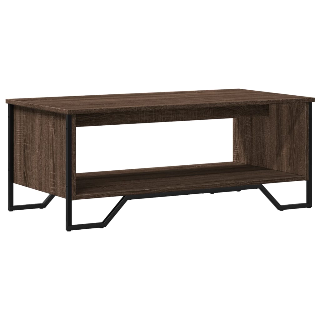 Salontafel 100x51x40 cm bewerkt hout bruin eikenkleur is nu te koop bij PeponiXL, paradijselijk wonen!