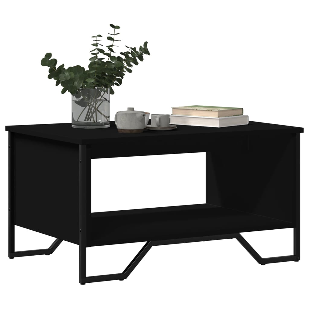 Salontafel 75x51x40 cm bewerkt hout zwart is nu te koop bij PeponiXL, paradijselijk wonen!