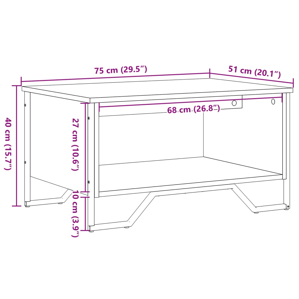 Salontafel 75x51x40 cm bewerkt hout zwart is nu te koop bij PeponiXL, paradijselijk wonen!