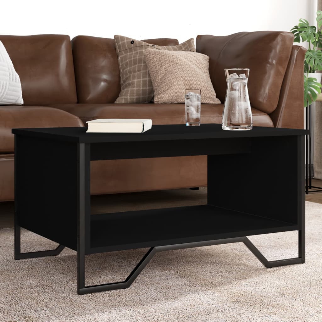 Salontafel 75x51x40 cm bewerkt hout zwart is nu te koop bij PeponiXL, paradijselijk wonen!