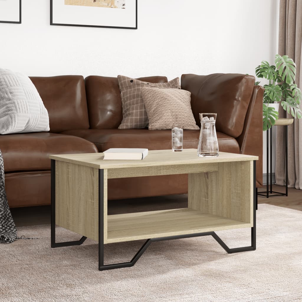 Salontafel 75x51x40 cm bewerkt hout sonoma eikenkleurig is nu te koop bij PeponiXL, paradijselijk wonen!