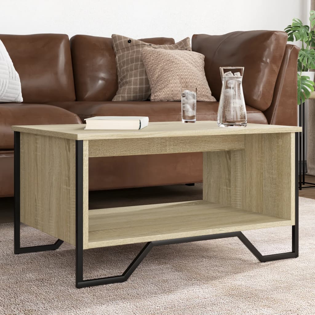Salontafel 75x51x40 cm bewerkt hout sonoma eikenkleurig is nu te koop bij PeponiXL, paradijselijk wonen!