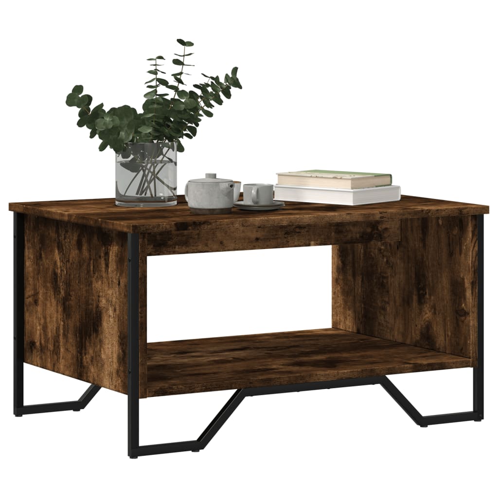 Salontafel 75x51x40 cm bewerkt hout gerookt eikenkleurig is nu te koop bij PeponiXL, paradijselijk wonen!