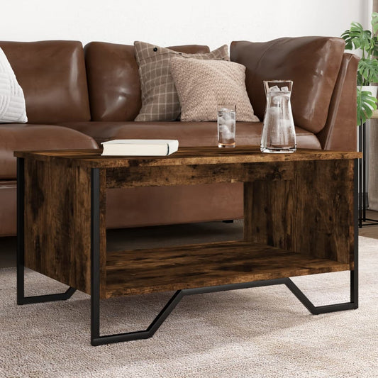 Salontafel 75x51x40 cm bewerkt hout gerookt eikenkleurig is nu te koop bij PeponiXL, paradijselijk wonen!