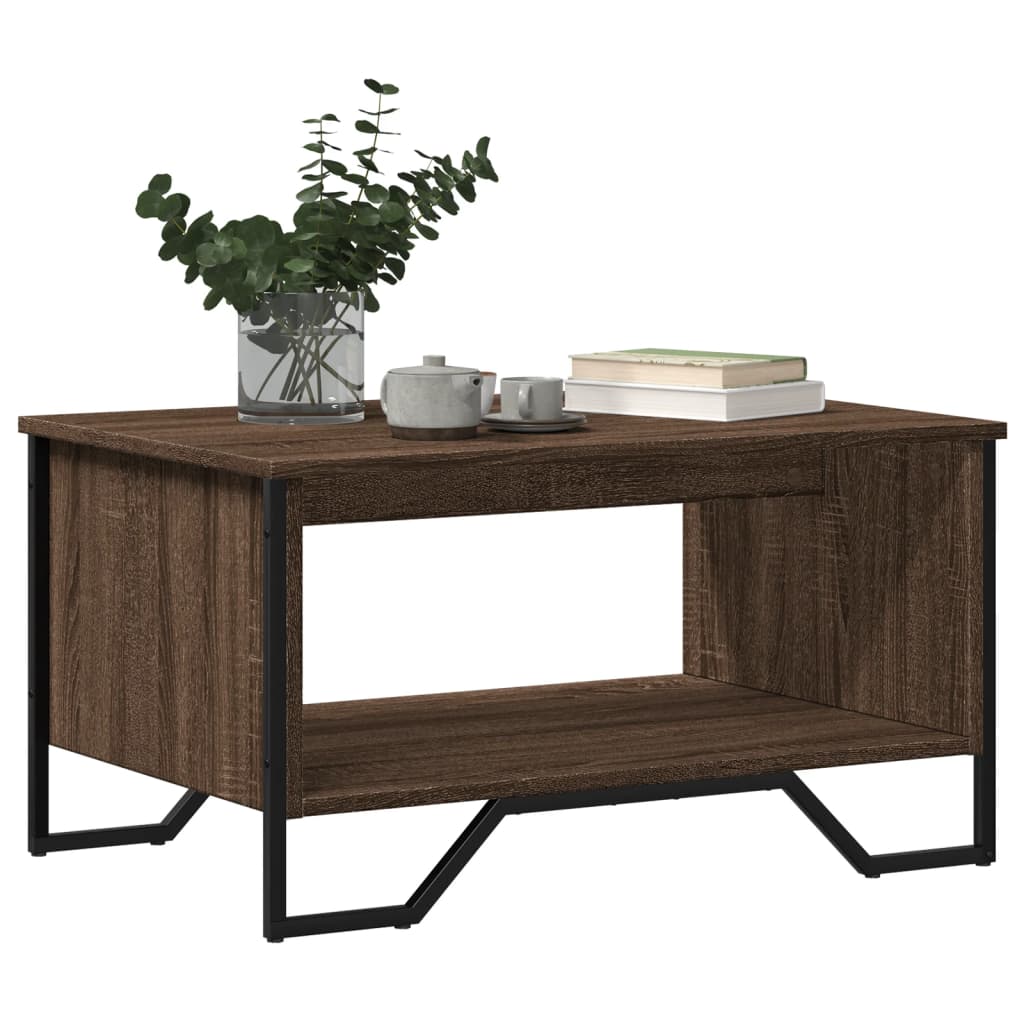 Salontafel 75x51x40 cm bewerkt hout bruin eikenkleur is nu te koop bij PeponiXL, paradijselijk wonen!