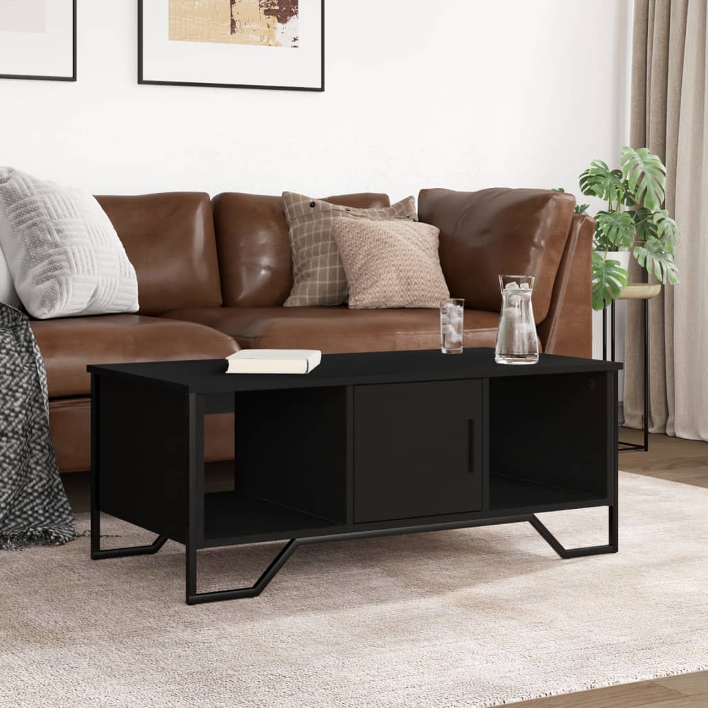 Salontafel 100x51x40 cm bewerkt hout zwart is nu te koop bij PeponiXL, paradijselijk wonen!