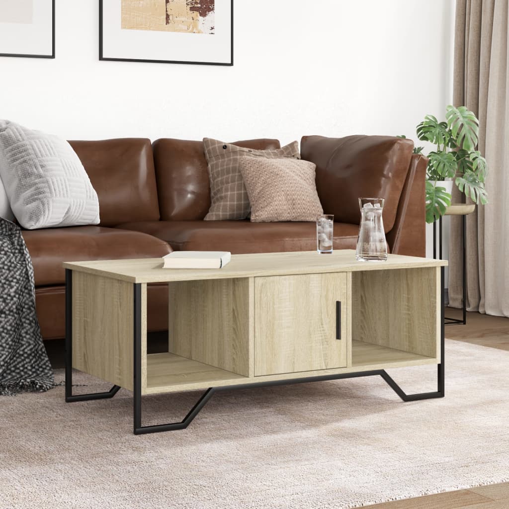 Salontafel 100x51x40 cm bewerkt hout sonoma eikenkleurig is nu te koop bij PeponiXL, paradijselijk wonen!