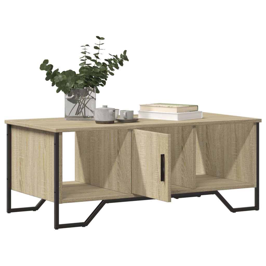 Salontafel 100x51x40 cm bewerkt hout sonoma eikenkleurig is nu te koop bij PeponiXL, paradijselijk wonen!