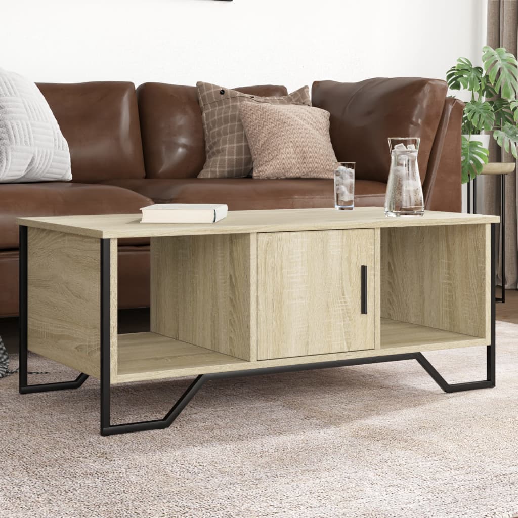 Salontafel 100x51x40 cm bewerkt hout sonoma eikenkleurig is nu te koop bij PeponiXL, paradijselijk wonen!