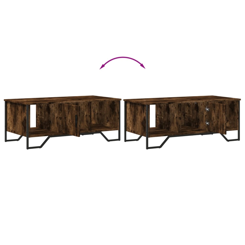 Salontafel 100x51x40 cm bewerkt hout gerookt eikenkleurig is nu te koop bij PeponiXL, paradijselijk wonen!