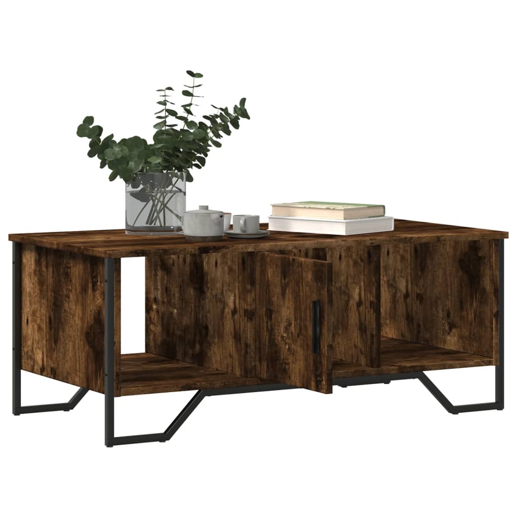Salontafel 100x51x40 cm bewerkt hout gerookt eikenkleurig is nu te koop bij PeponiXL, paradijselijk wonen!