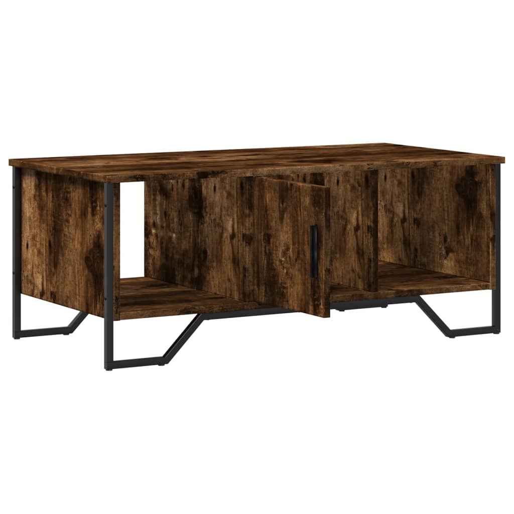 Salontafel 100x51x40 cm bewerkt hout gerookt eikenkleurig is nu te koop bij PeponiXL, paradijselijk wonen!