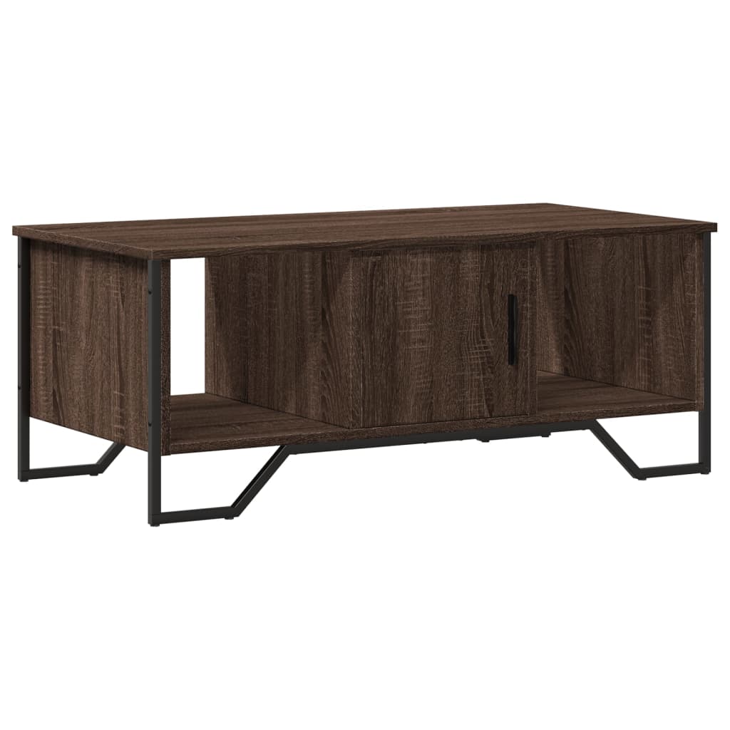 Salontafel 100x51x40 cm bewerkt hout bruin eikenkleur is nu te koop bij PeponiXL, paradijselijk wonen!