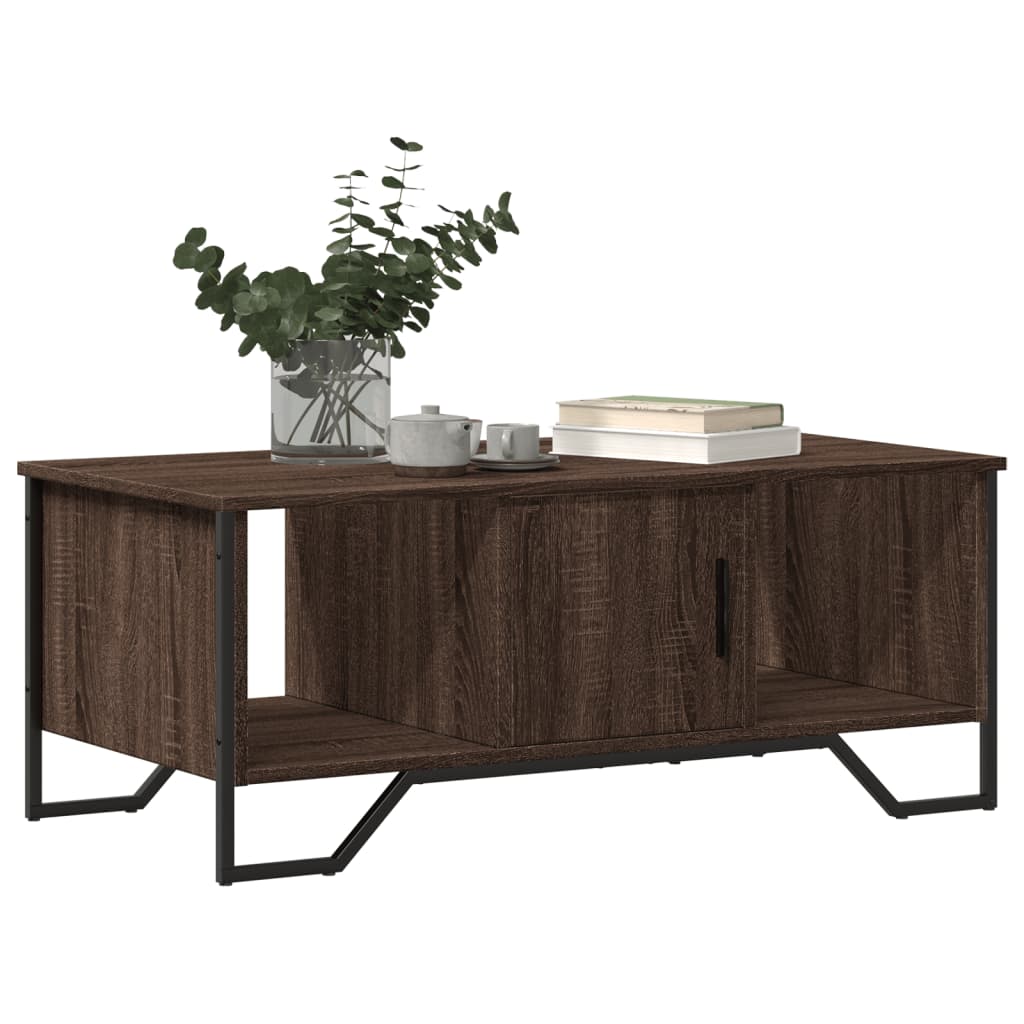 Salontafel 100x51x40 cm bewerkt hout bruin eikenkleur is nu te koop bij PeponiXL, paradijselijk wonen!