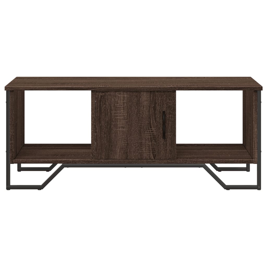 Salontafel 100x51x40 cm bewerkt hout bruin eikenkleur is nu te koop bij PeponiXL, paradijselijk wonen!