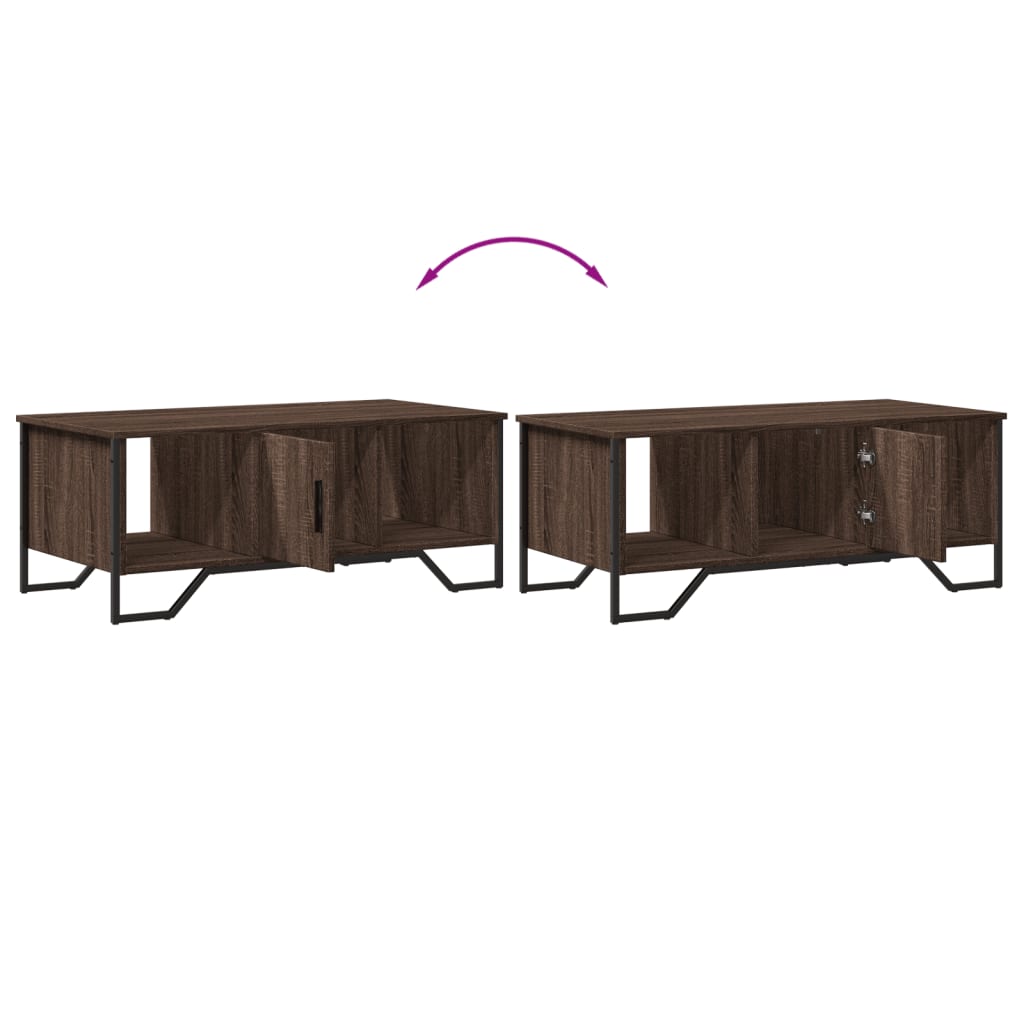 Salontafel 100x51x40 cm bewerkt hout bruin eikenkleur is nu te koop bij PeponiXL, paradijselijk wonen!