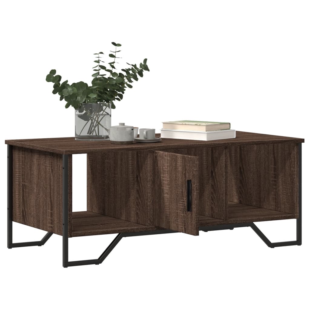 Salontafel 100x51x40 cm bewerkt hout bruin eikenkleur is nu te koop bij PeponiXL, paradijselijk wonen!