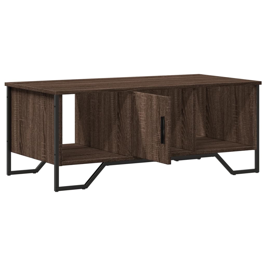 Salontafel 100x51x40 cm bewerkt hout bruin eikenkleur is nu te koop bij PeponiXL, paradijselijk wonen!