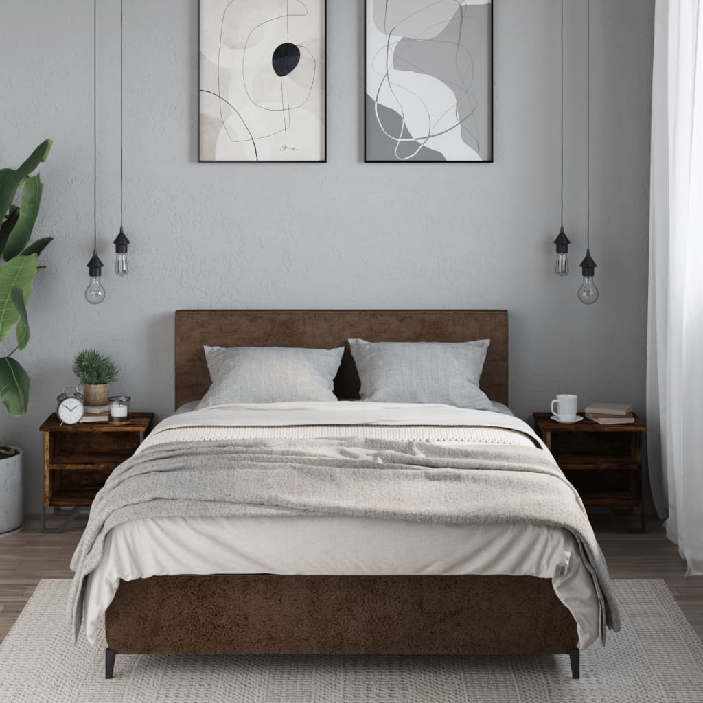 Nachtkastjes 2 st 40x30x40 cm bewerkt hout gerookt eikenkleurig is nu te koop bij PeponiXL, paradijselijk wonen!