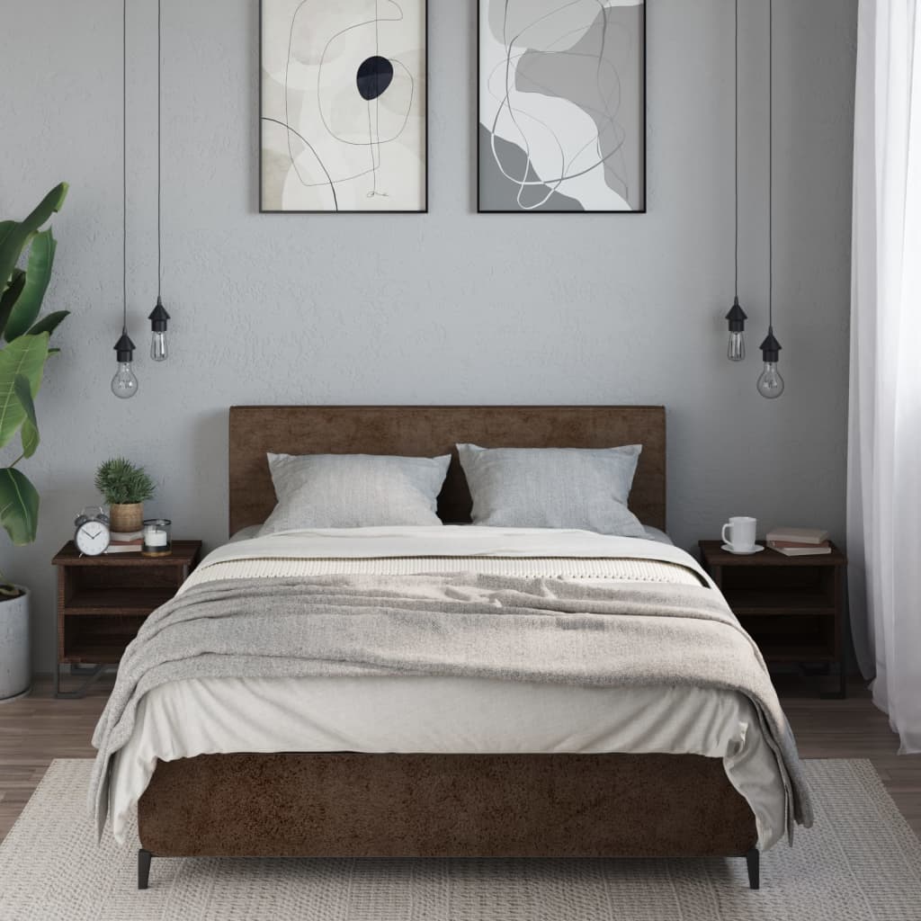 Nachtkastjes 2 st 40x30x40 cm bewerkt hout bruin eikenkleurig is nu te koop bij PeponiXL, paradijselijk wonen!