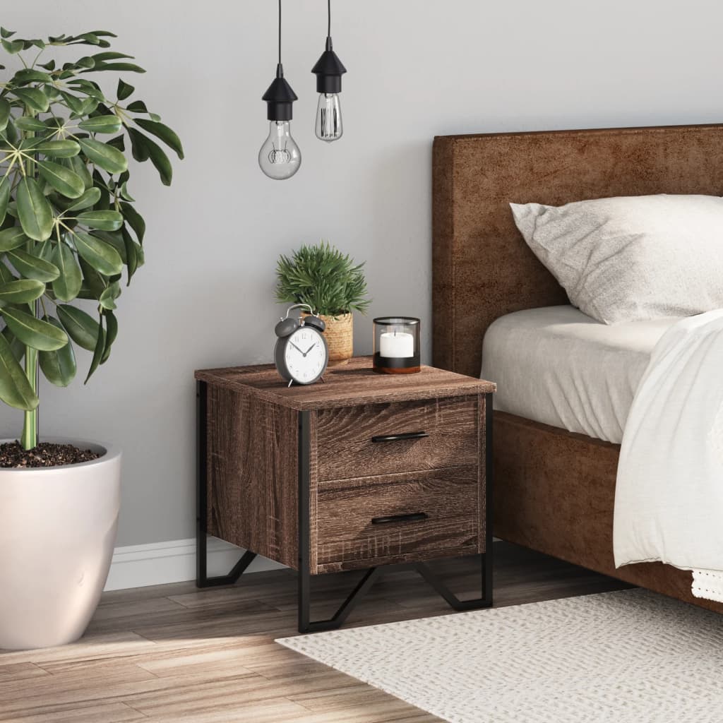 Nachtkastje 40x41x40 cm bewerkt hout bruin eikenkleurig is nu te koop bij PeponiXL, paradijselijk wonen!
