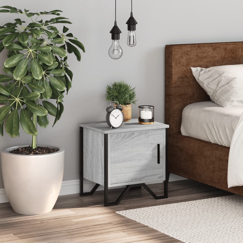 Nachtkastje 40x30x40 cm bewerkt hout grijs sonoma eikenkleurig is nu te koop bij PeponiXL, paradijselijk wonen!